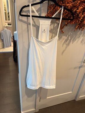 Free People White Ribbed Slim-Strap Tank
